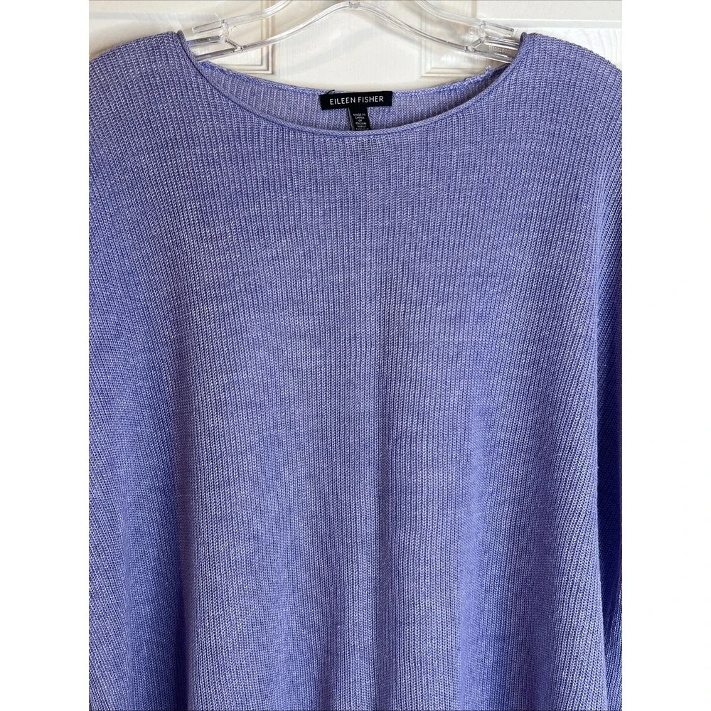 NWOT Eileen Fisher Purple Think 100% Organic Linen Sweater High Low Size S/P